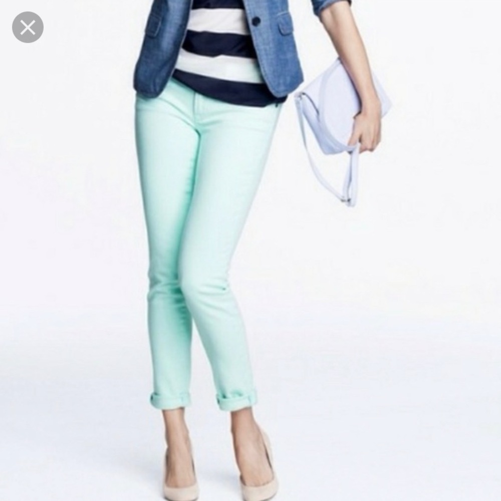 J Crew Mint Green Toothpick Jeans
